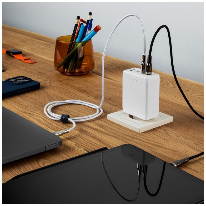 Fixed 100W 3xUSB-C, 1x USB nabíjecí adaptér, bílý